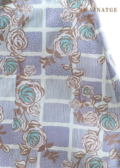 玫瑰藤蔓霧面藍綠色格紋棉質中長裙（~26）11