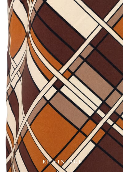 暖橘奶油白菱格紋氣質長楊裝10