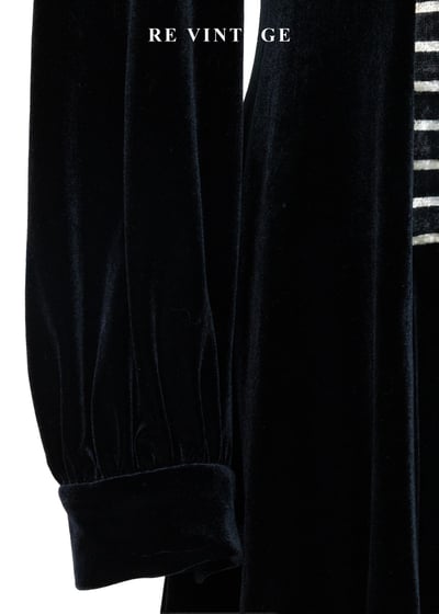 條紋狂想曲排釦黑絨洋裝7