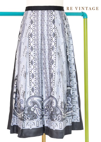 Scarf Print 漂亮的淺淺藍印花中長裙（27"）7