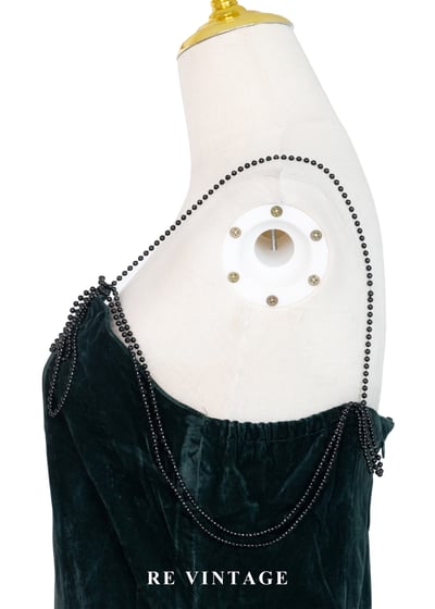 祖母綠精靈女王華麗黑珠細肩帶洋裝10