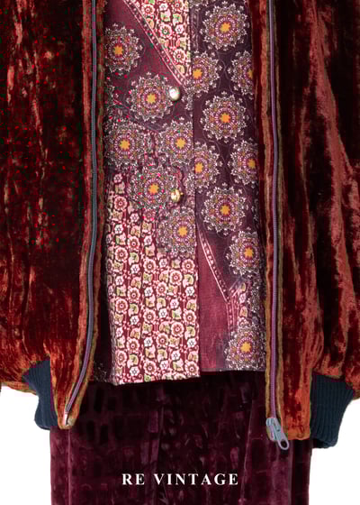 秋日橘紅色光澤絨布夾克外套4