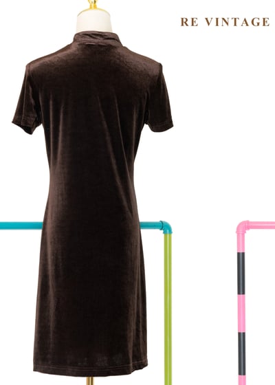 夜上海電台深巧克力色絨布洋裝10