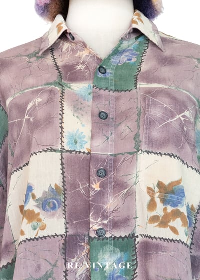 霧紫色拼貼詩襯衫3