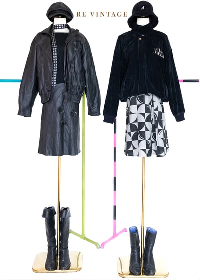 立體小花皮革美裙（26"）2