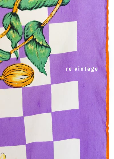 葡萄格紋花朵絲巾5