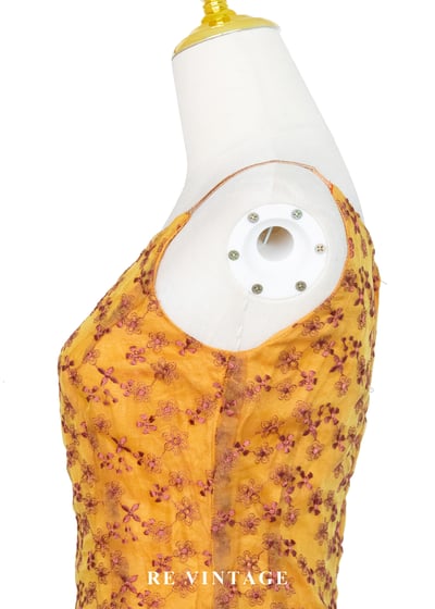 Sunset 暖橘色小碎花係肩帶迷你洋裝7