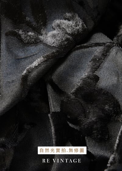 藍色黑花夢語旗袍領迷你洋裝18