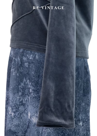 縫線邊界藍灰色絨布上衣8