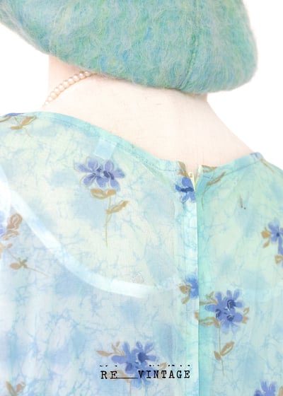 薄荷綠藍色小花寬版長洋裝4