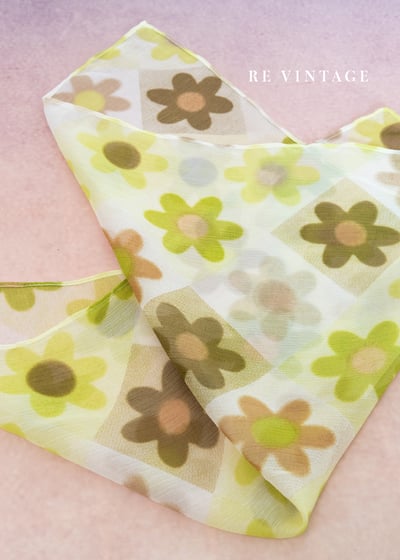 青草綠小花小絲巾7