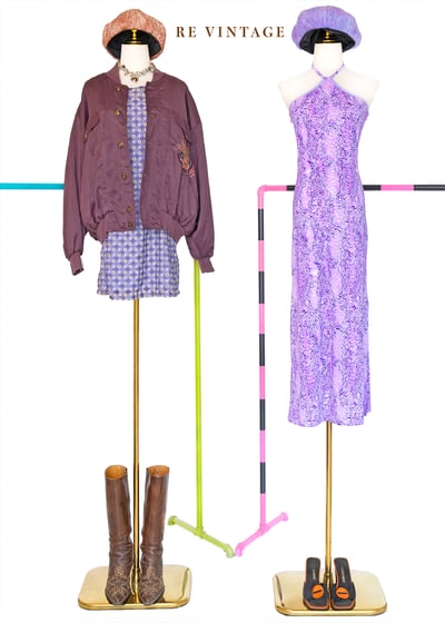 火辣の紫色系蛇皮紋路繞頸長洋裝2