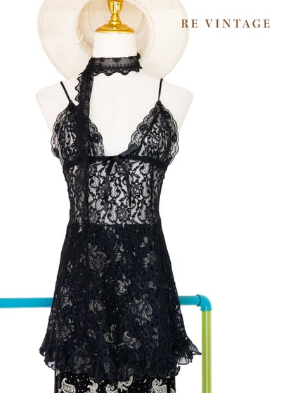 墨西哥製 - 瑪瑙黑蕾絲辣辣小背心1