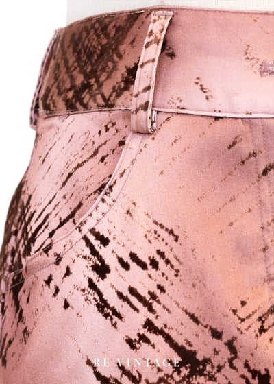 光澤粉深褐色筆刷感中長裙（26"）7