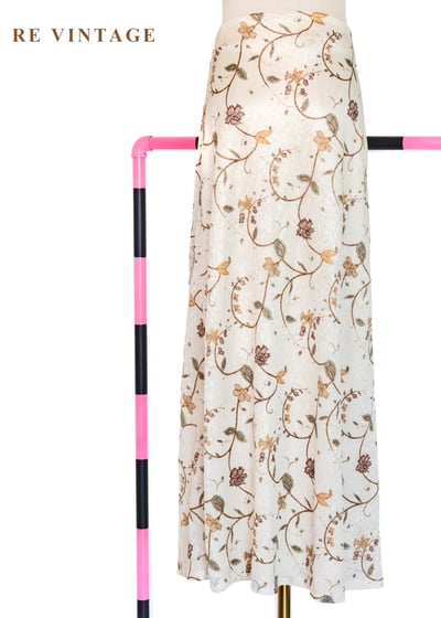 植物標本花朵米白色長裙（27-30"）7