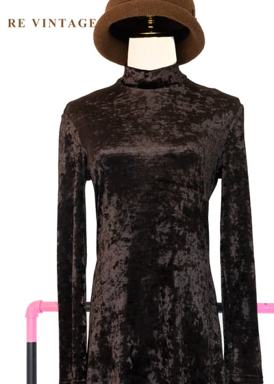 義大利製質感單品 - 深咖啡色俐落現代感絨布洋裝3