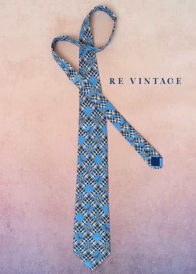 英倫經典狩獵圖騰藍色菱格領帶2