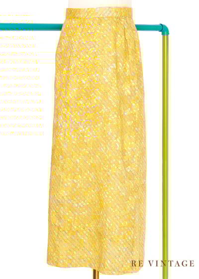 鵝黃色隱約の花朵中長裙（25-26")1