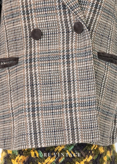 氣質單品 - 日本製 棕綠色的格紋西裝外套10