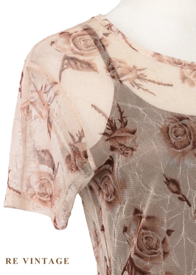 摩卡玫瑰薄紗兩件式長洋裝5