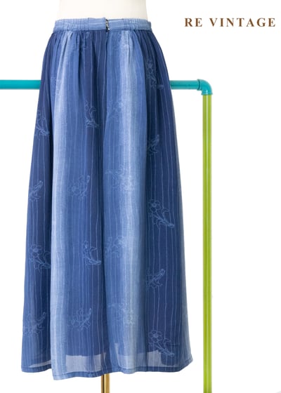 深夜花市漸層藍手繪花朵長裙（24-28"）7