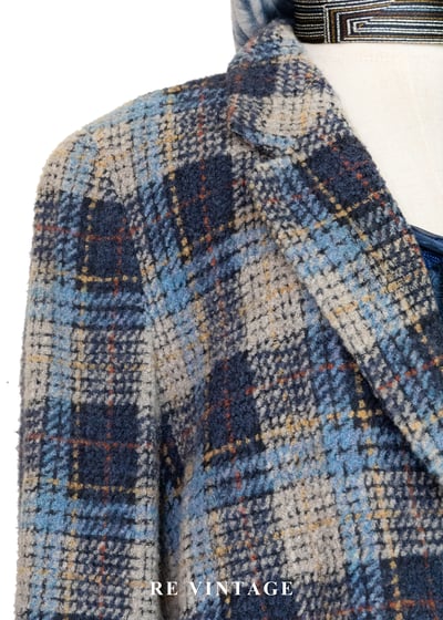 海洋藍系重磅粗花格紋西裝外套6