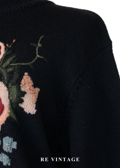 法式溫柔花束黑色針織毛衣6