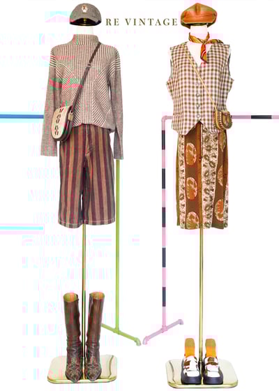 栗子棕橘色格紋西裝背心2