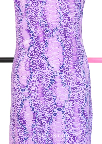 火辣の紫色系蛇皮紋路繞頸長洋裝4