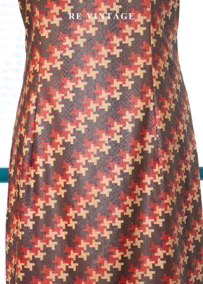 巴黎知性女孩紅棕十字紋洋裝6