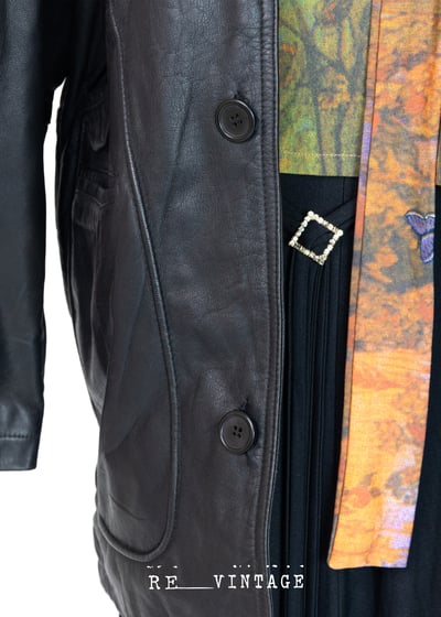 高級霧面黑長版皮革外套6