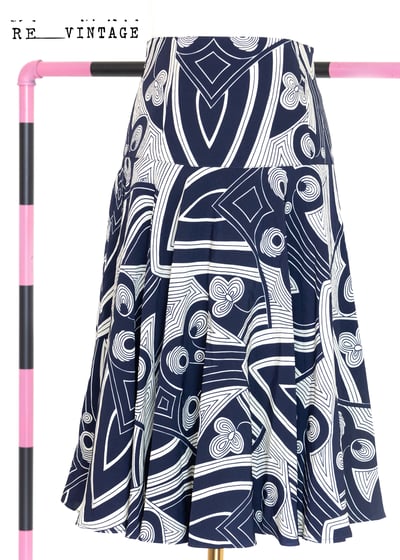 Abstract 深藍圖紋短裙（27"）1