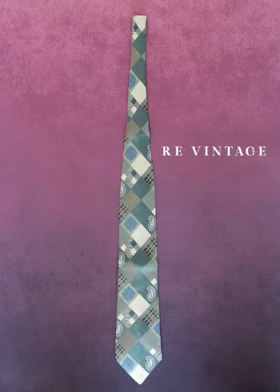 奶綠色變形蟲菱格紋領帶8