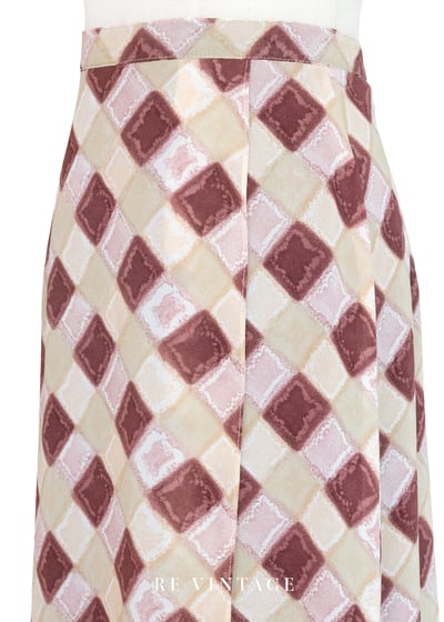 酒紅與米白的棋盤詩篇長裙（26"）6