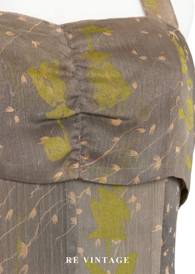 茶墨落葉不規則暈染長洋裝9