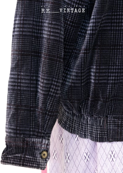 深藍紫色格紋絨布夾克外套15