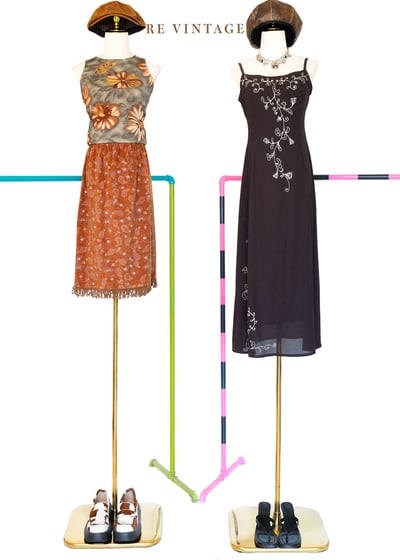 橘棕色變形蟲小花流蘇美裙（20-33"）2