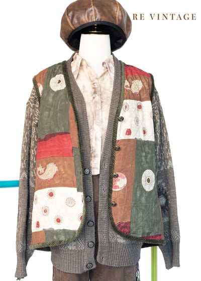 『歐洲寶物』拼接復古刷色個性背心1