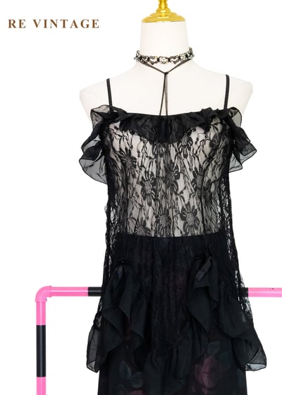 夜裡的黑天鵝蕾絲細肩帶背心1