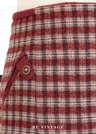 質感單品 - 精緻酒紅格紋短裙（27"）6