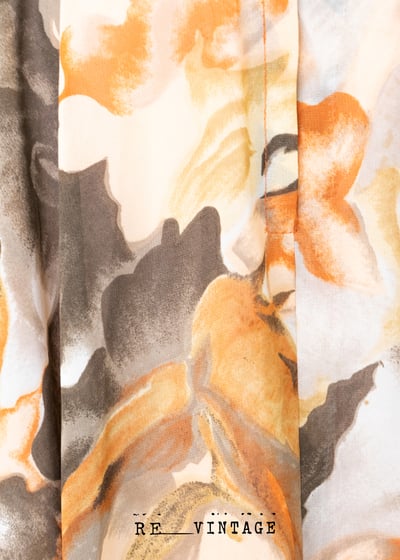 橘子色抽象花朵中長裙8