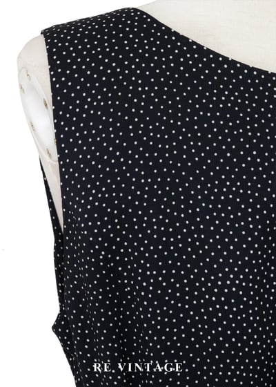 繁花盛引波點拼接黑白系長洋裝17