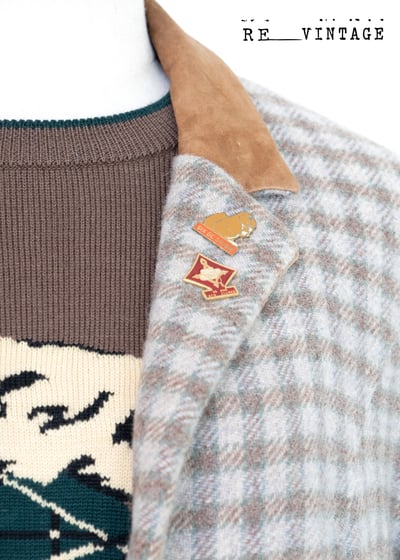 淺棕灰色泰迪熊格子西裝外套13