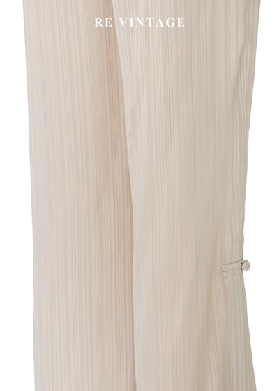 奶油白線條中國釦高腰直筒褲（27"）11