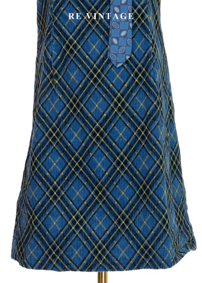 藍色菱格宇宙燈芯絨迷你洋裝4