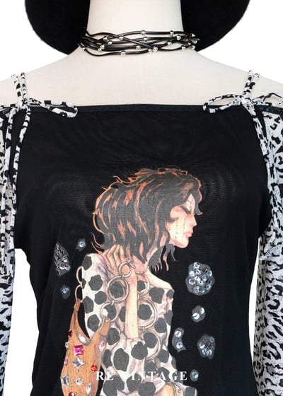 硬派搖滾味豹紋甜心女孩露肩上衣3