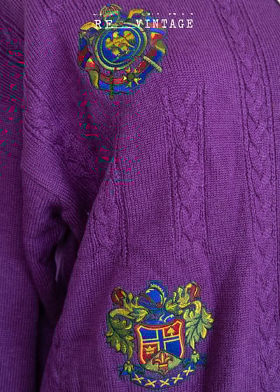 紫紅色皇宮圖騰100％針織毛衣9