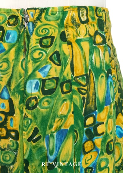 葉影壓縮鮮豔黃綠色長裙（26"）10