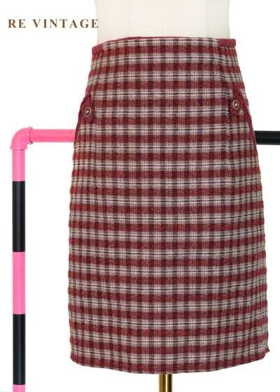 質感單品 - 精緻酒紅格紋短裙（27"）1