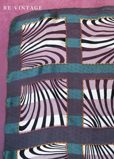 墨綠色の搖混視覺黑白斑馬紋絲巾8